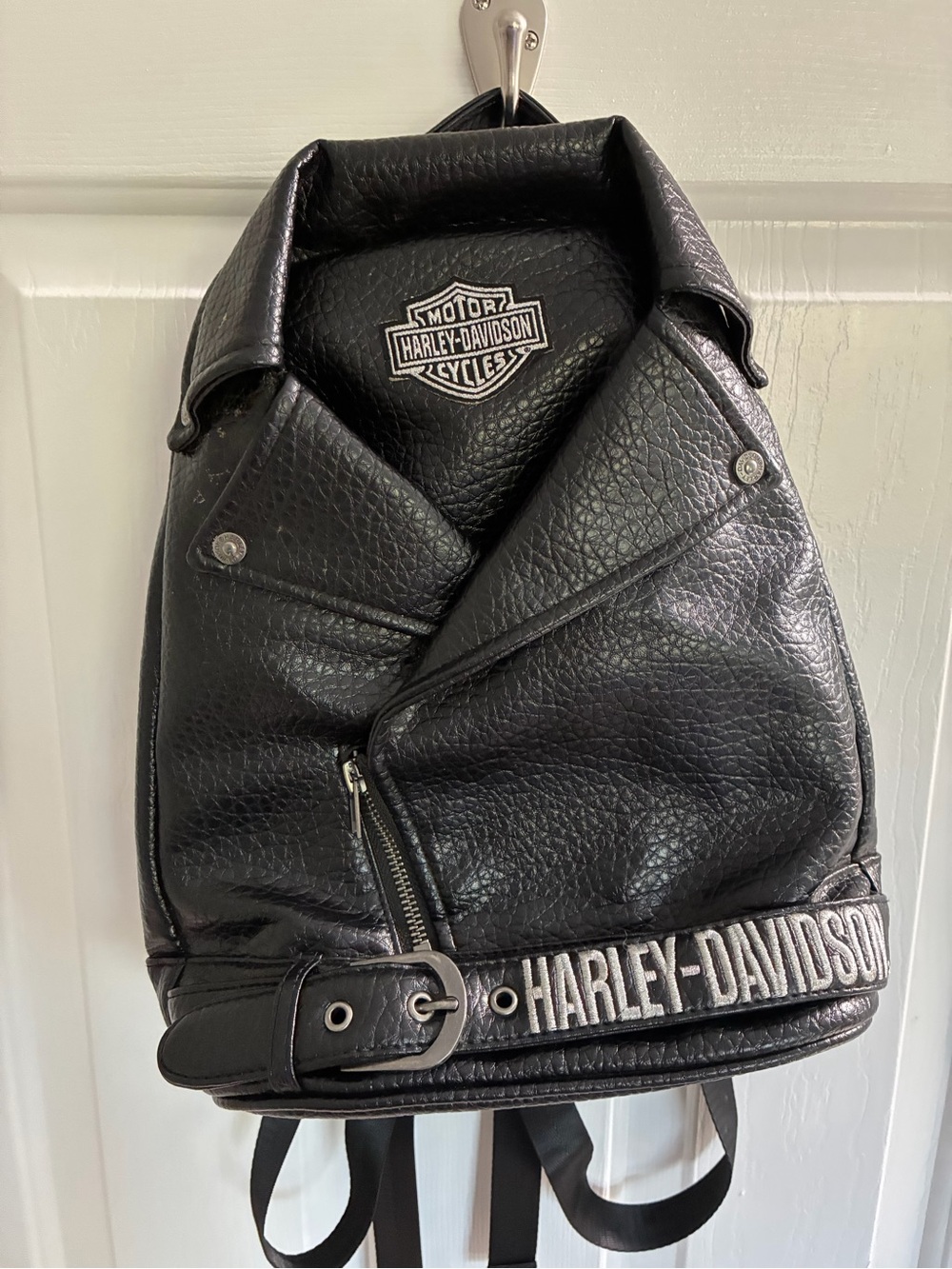 Harley-Davidson Black Faux-Leather Moto-Style Backpack